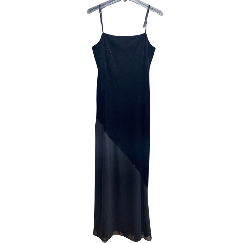 Vintage Rimini Black Beaded Velvet Asymmetrical Stripe Dress Sz 6 - Picture 1 of 6